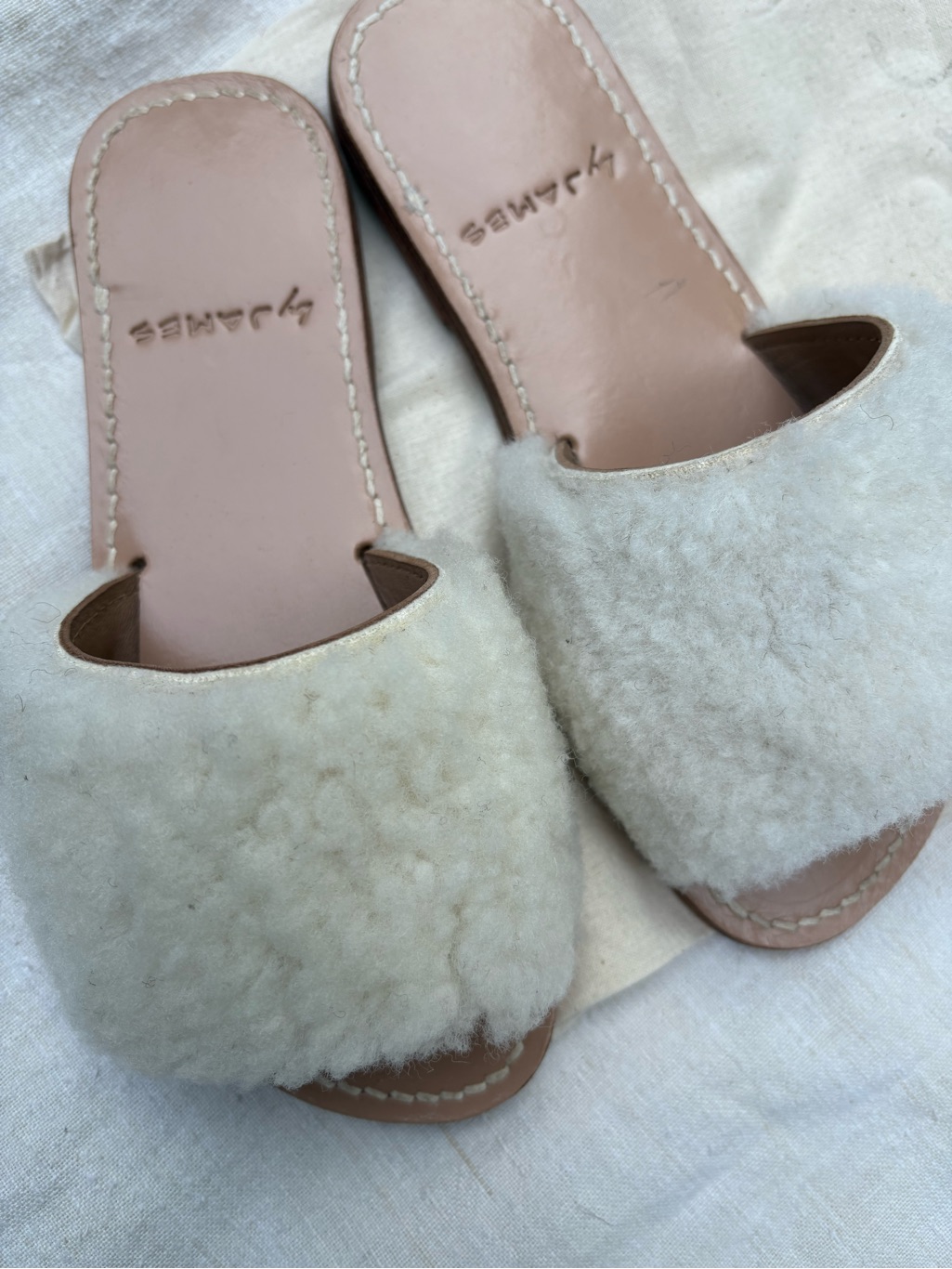 Shearling Slide Sandals With Leather Footbed Size 5 — image 2 of 8
